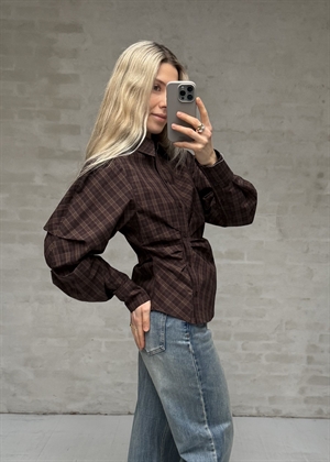 Neoella check skjorte Dark Brown Neo Noir 